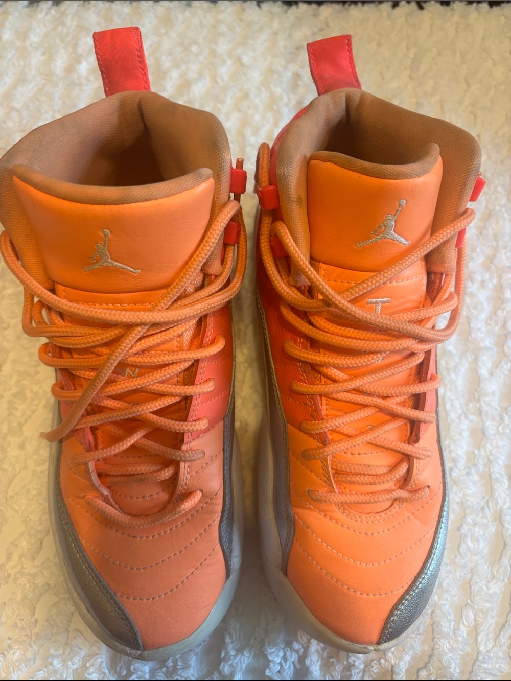 Jordan Orange High-Top Sneakers with Silver Jumpman